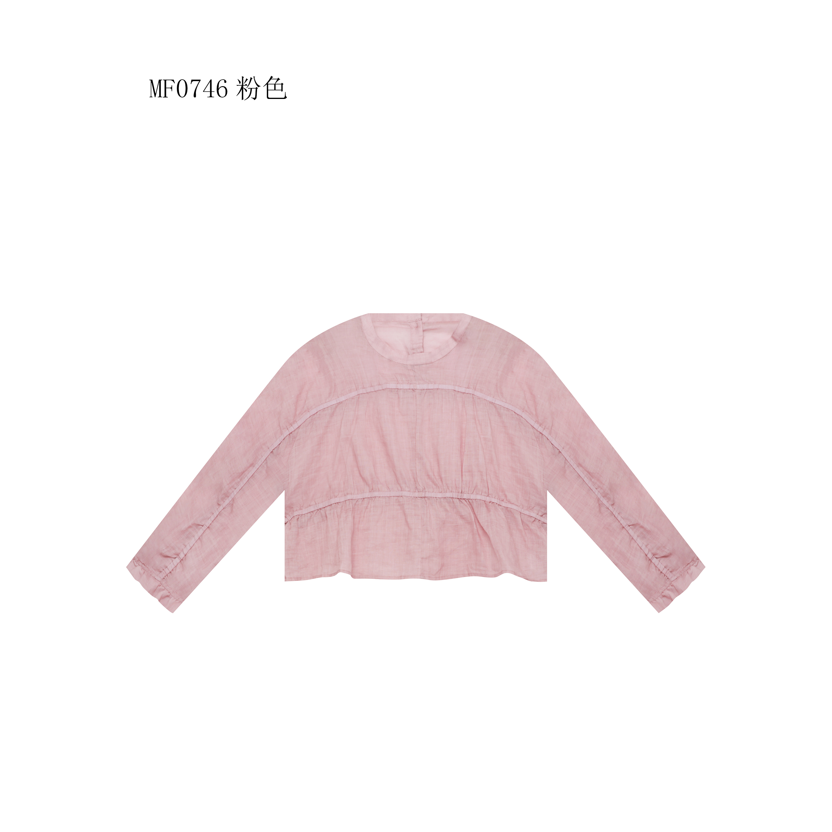 【麻訪家】MF0746粉色文艺复古时尚减龄休闲百搭长袖上衣蓝色