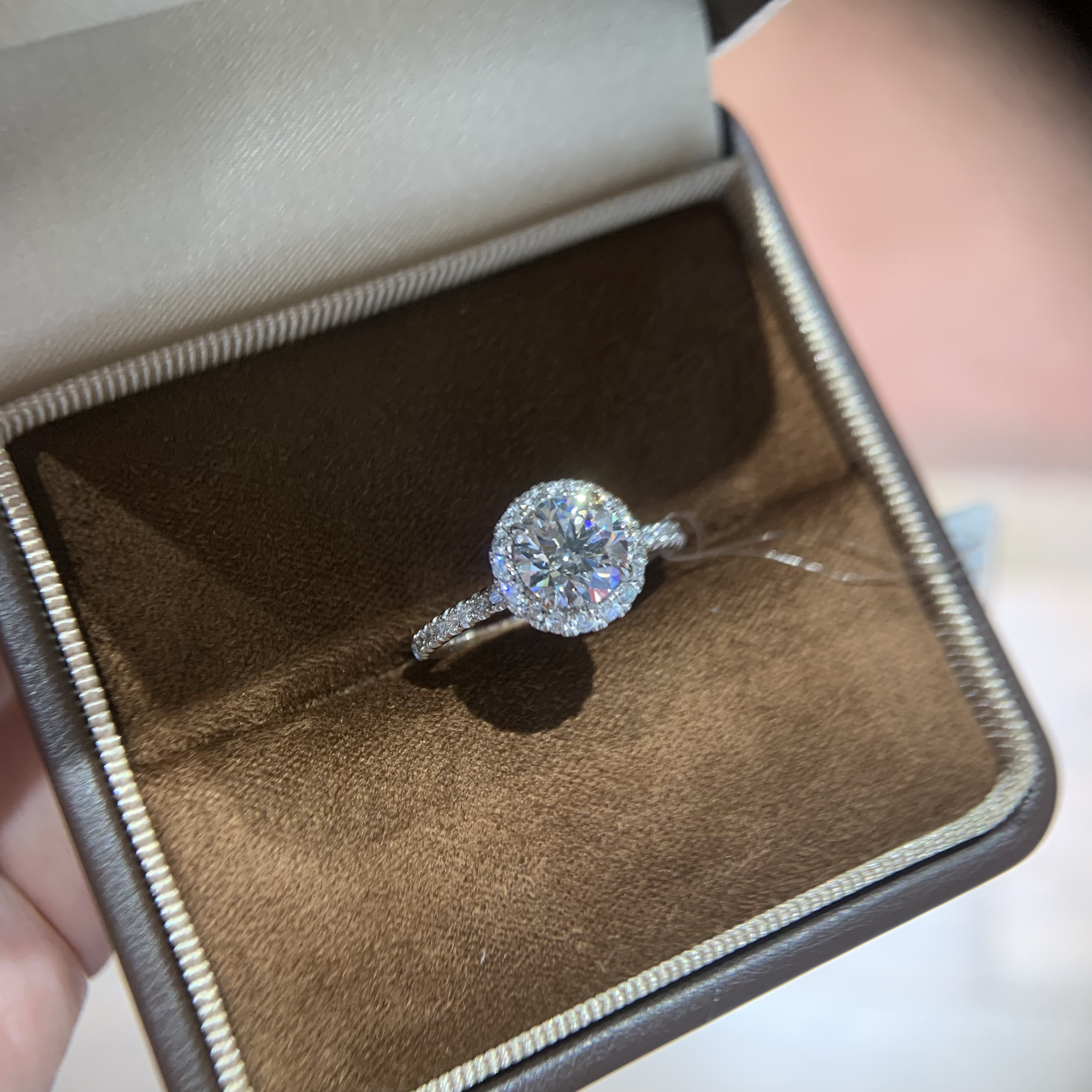 实验室培育钻石PT950金镶高托圆围镶戒指