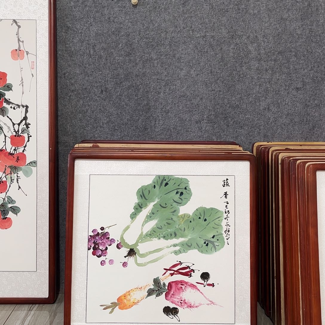 国画书画作品带框.63.×63