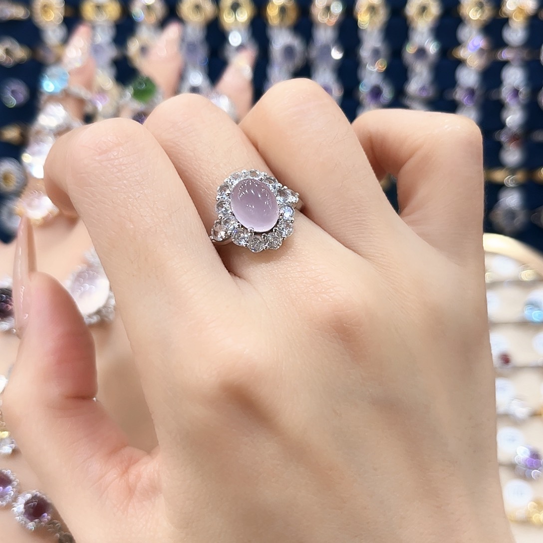 萤石女款银S925镶嵌戒指