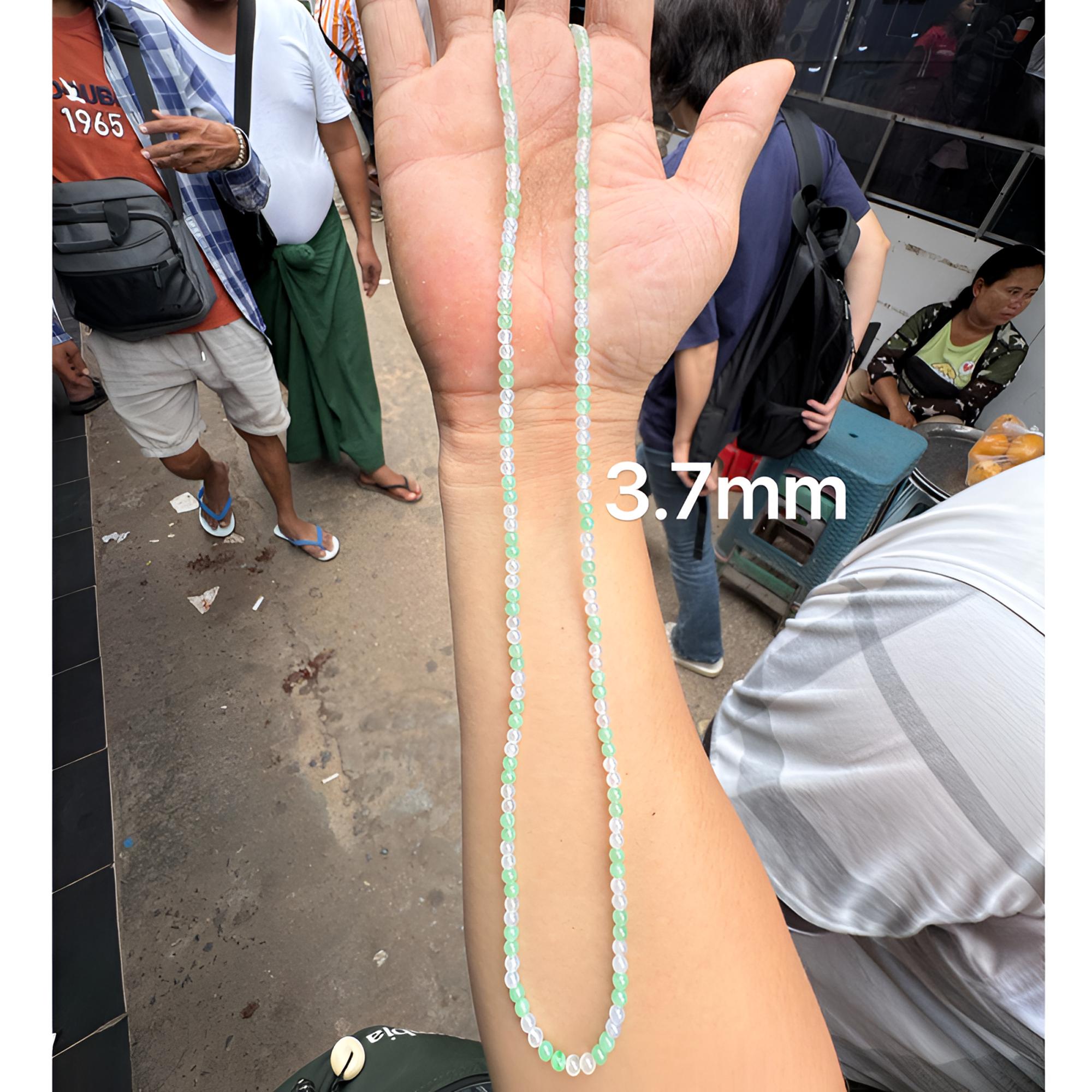0601(小哪吒在源头)冰种翡翠糖果串珠链尺寸3.8mm干净荧光足M80
