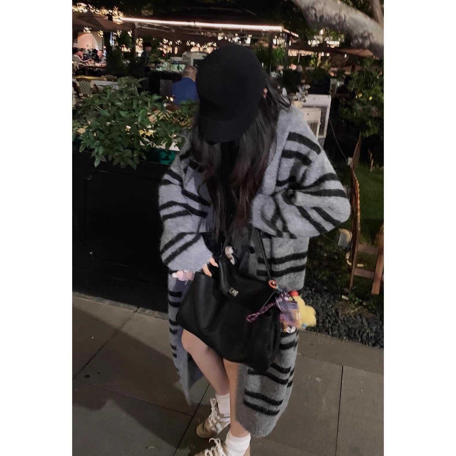 认准高版本只做高品质慵懒感条纹连帽开衫外套2556