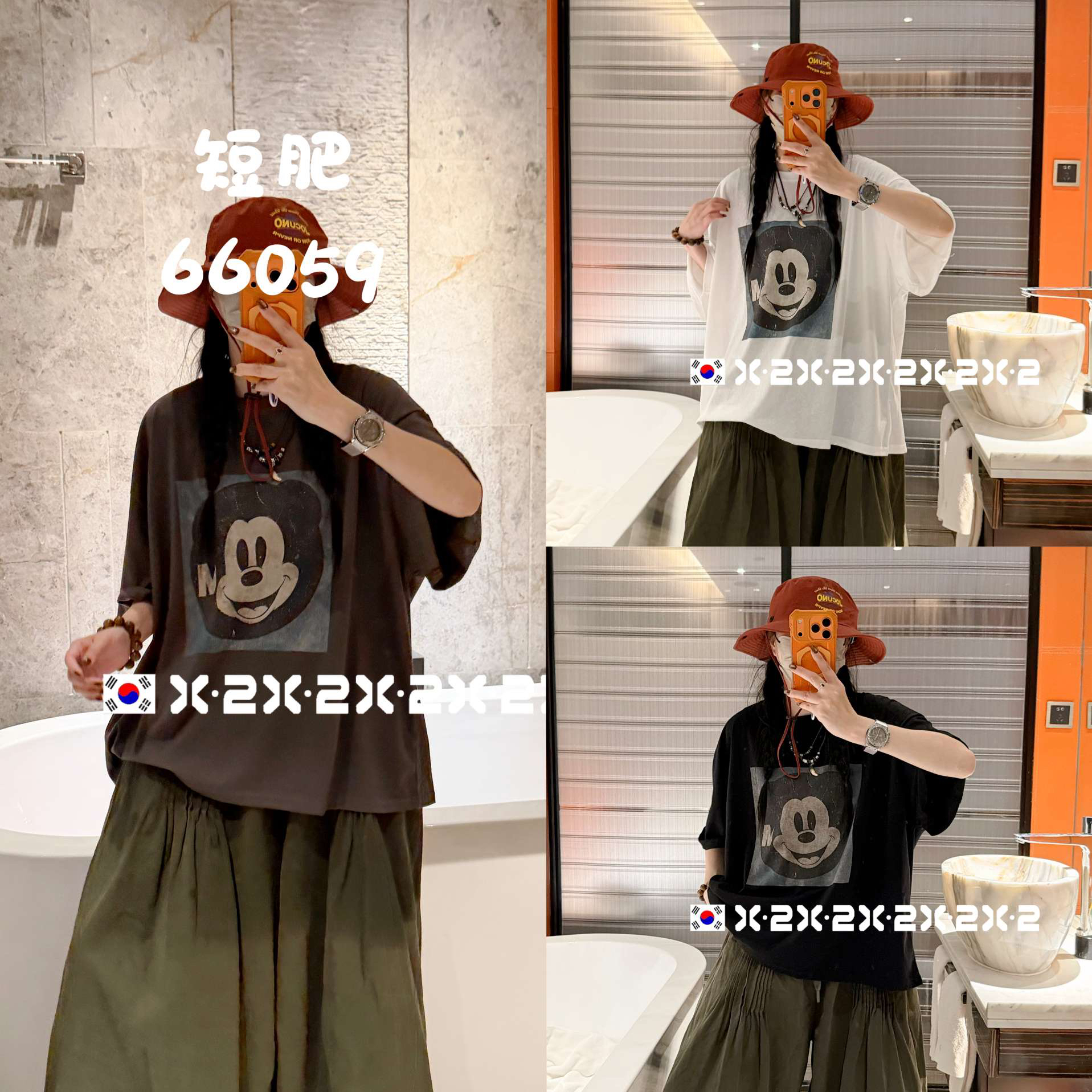 短肥方框米奇66059卡通印花宽松短袖T恤女夏季休闲百搭新