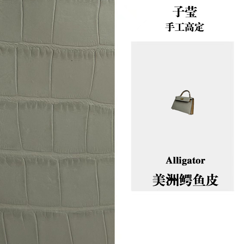 【子莹高定】高定典雅气质雾面亮面美洲鳄鱼皮19cm拼色单肩手提包kk