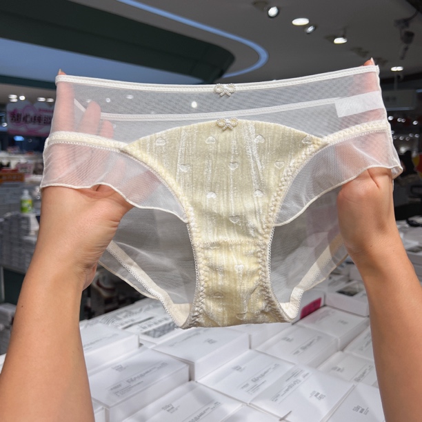 【三条装】空白格法式丝绒蕾丝女士三角内裤中低腰（80-125斤）