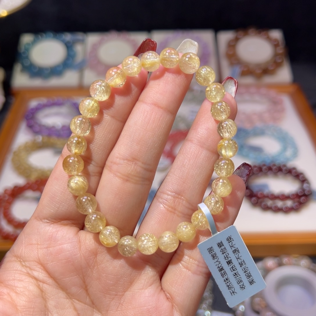 水晶手串未镶嵌金发晶7.1m m