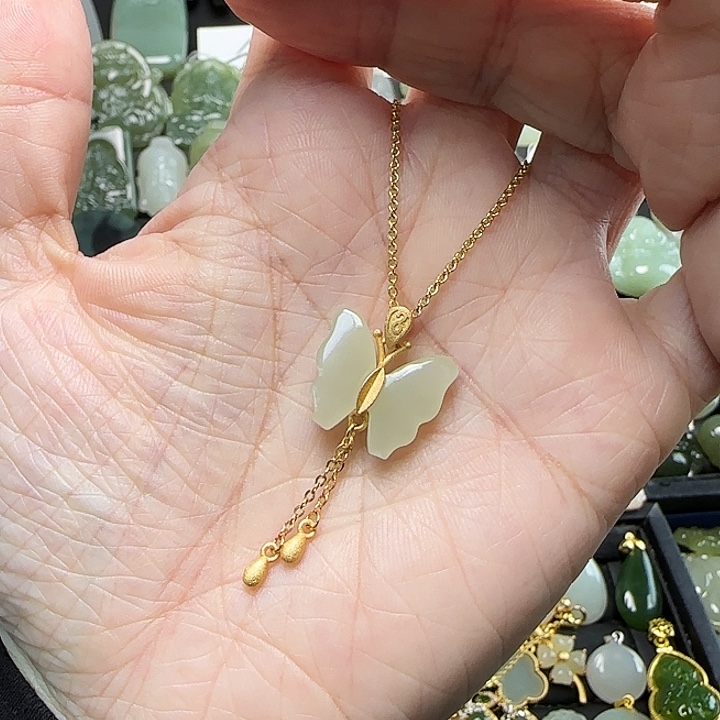 和田玉银S925镶嵌颈饰