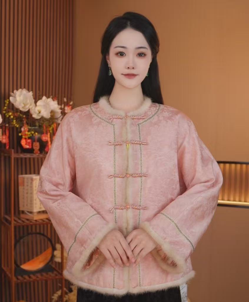 美人玉新中式国风提花双面双穿冬季加厚外套2025D6575芒果广源仓
