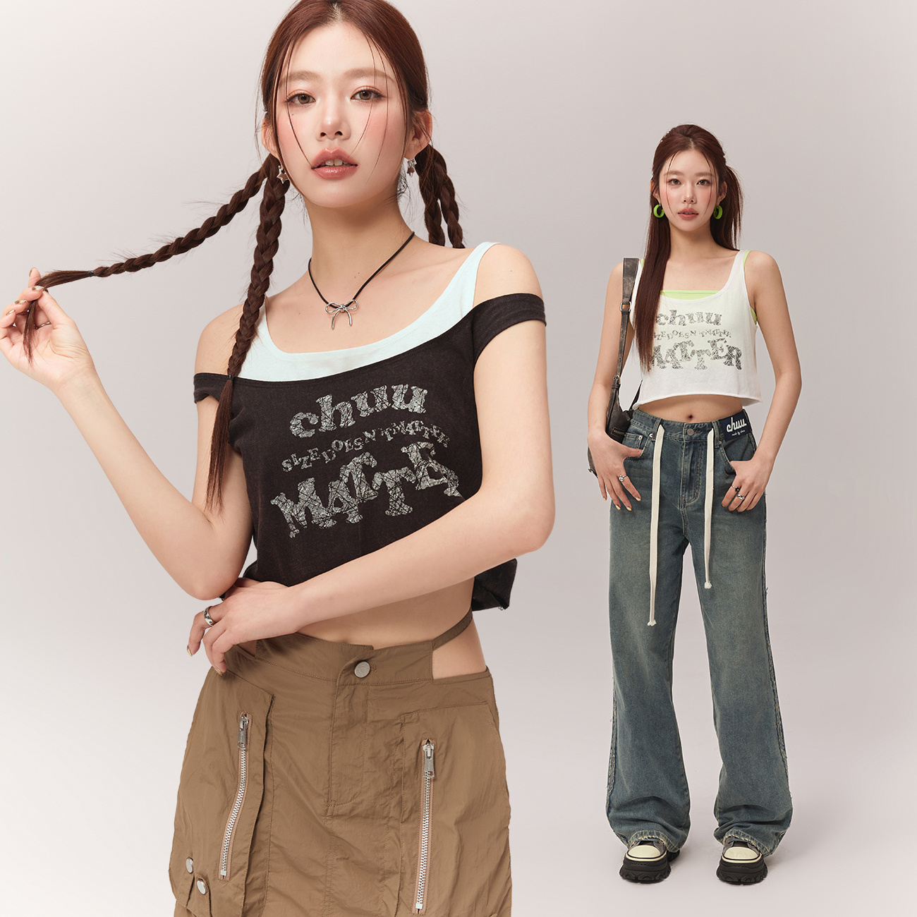 001W【金拐子专属】CHUU辣妹修身设计个性背心吊带-F