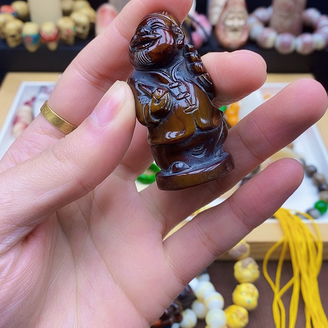 驼骨手串/手链牦牛角骨财神雕刻件