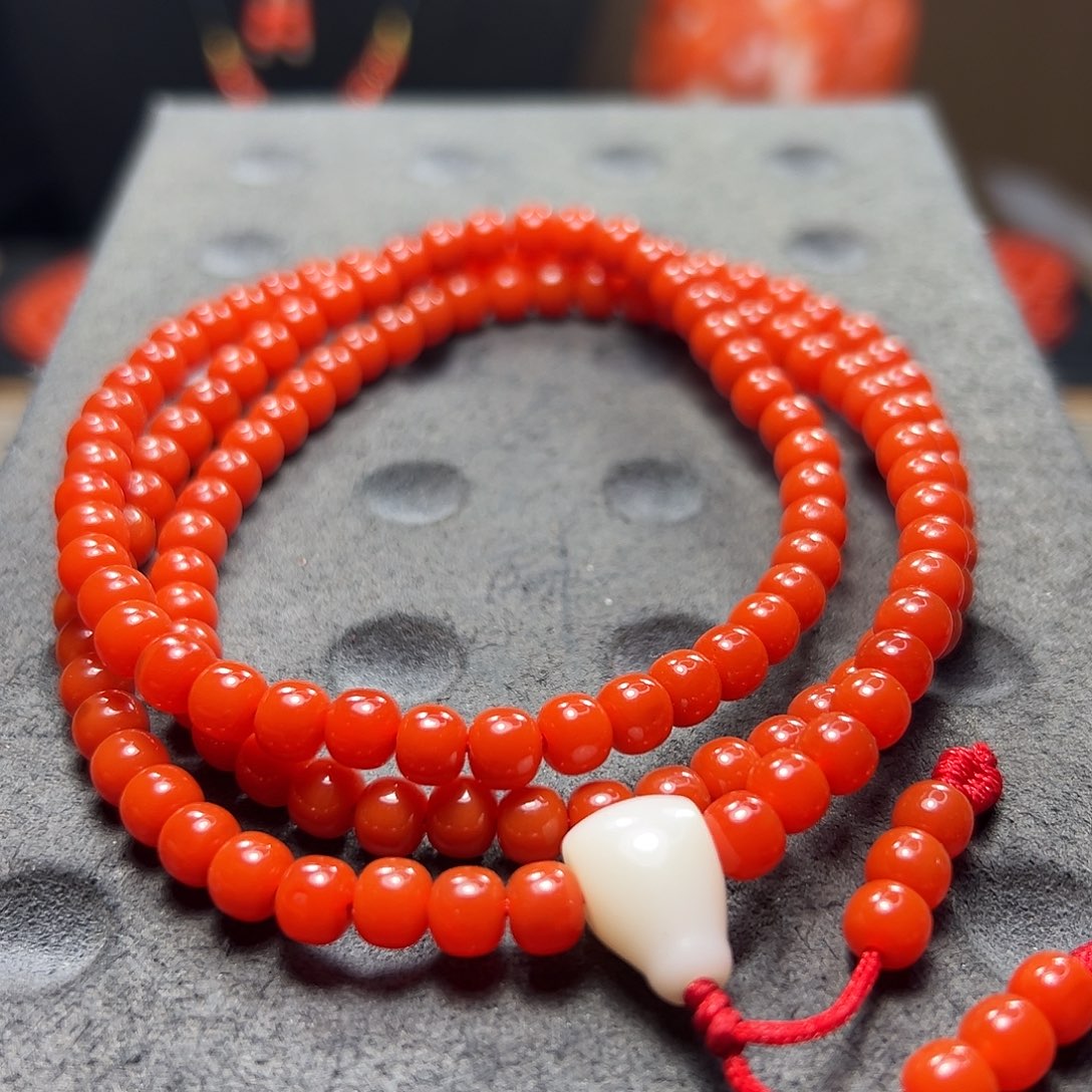 未镶嵌杨柳冷水河料南红多圈尺寸5.7m m南红玛瑙