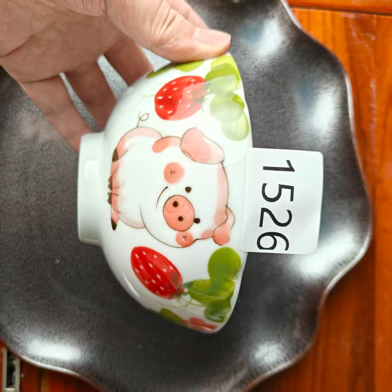 景德镇手绘釉中彩（食品级）高足花口碗1526