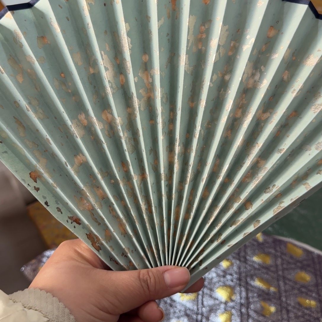 扇子双面 蓝色标尺 洒银