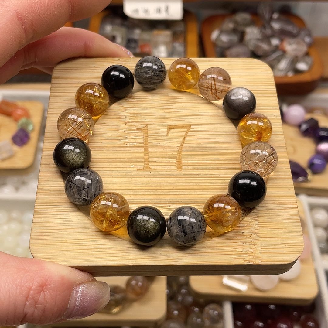 烟晶手链合金m****g水晶