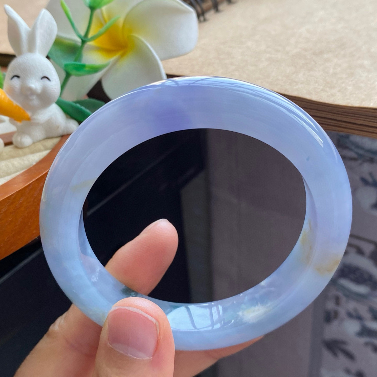 3.1批1319号翡翠手镯57.9-12.3-9.9紫色飘花镯！像一幅美美的油画