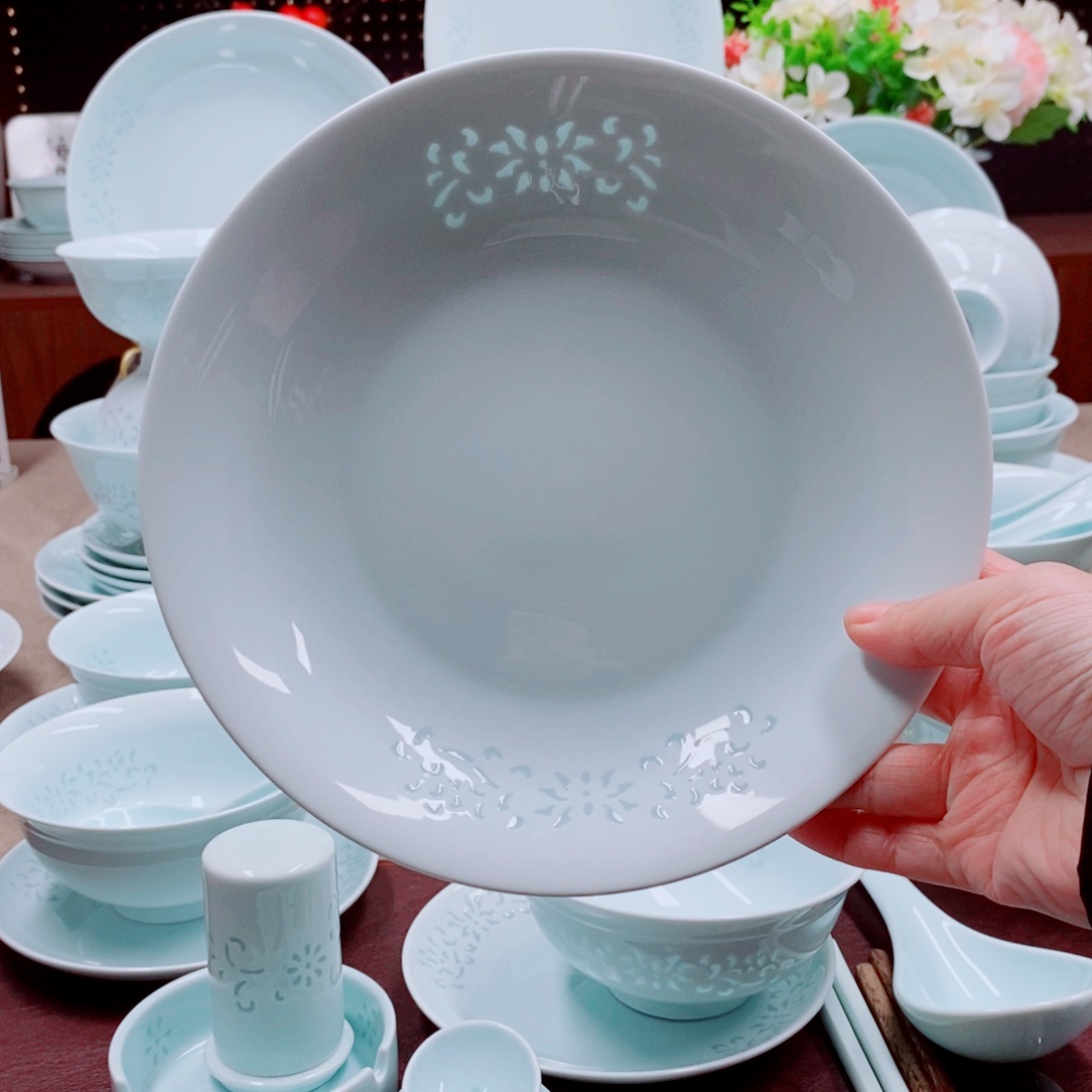 翅***声陶青缠8寸盘子6个
