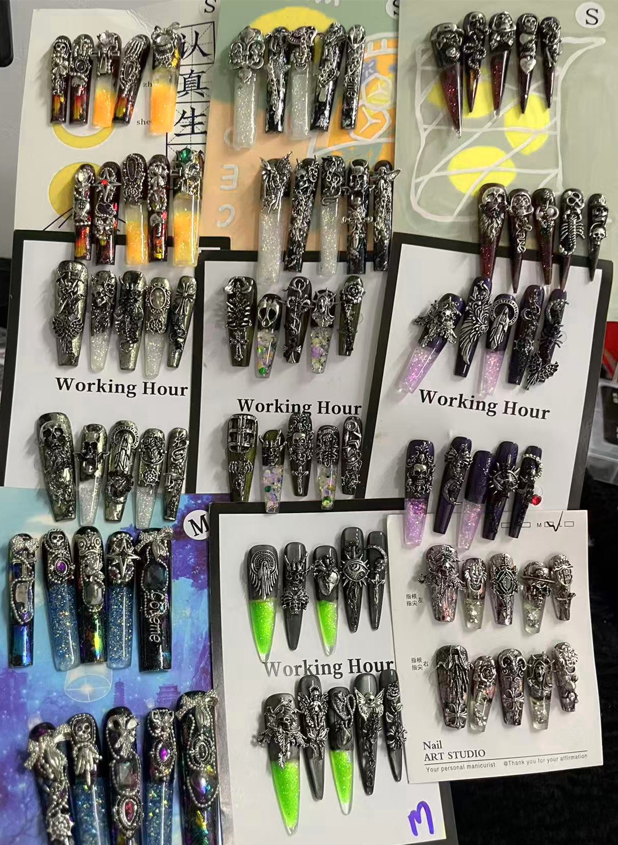 超酷孤品流沙美甲纯手工穿戴高级可拆卸流麻猫眼新款奢华爆闪气质