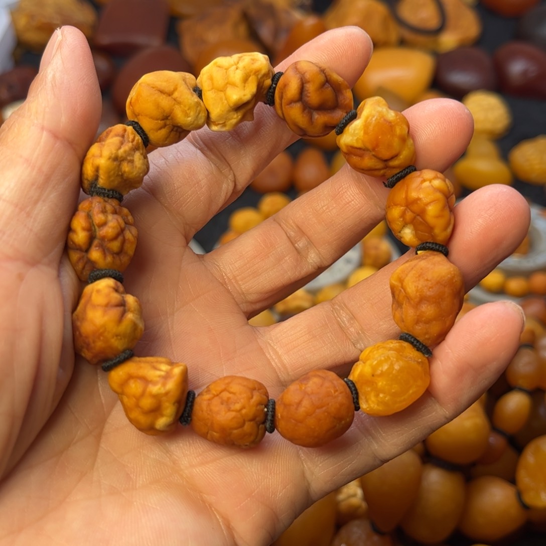 琥珀裸石未镶嵌天然蜜蜡手串