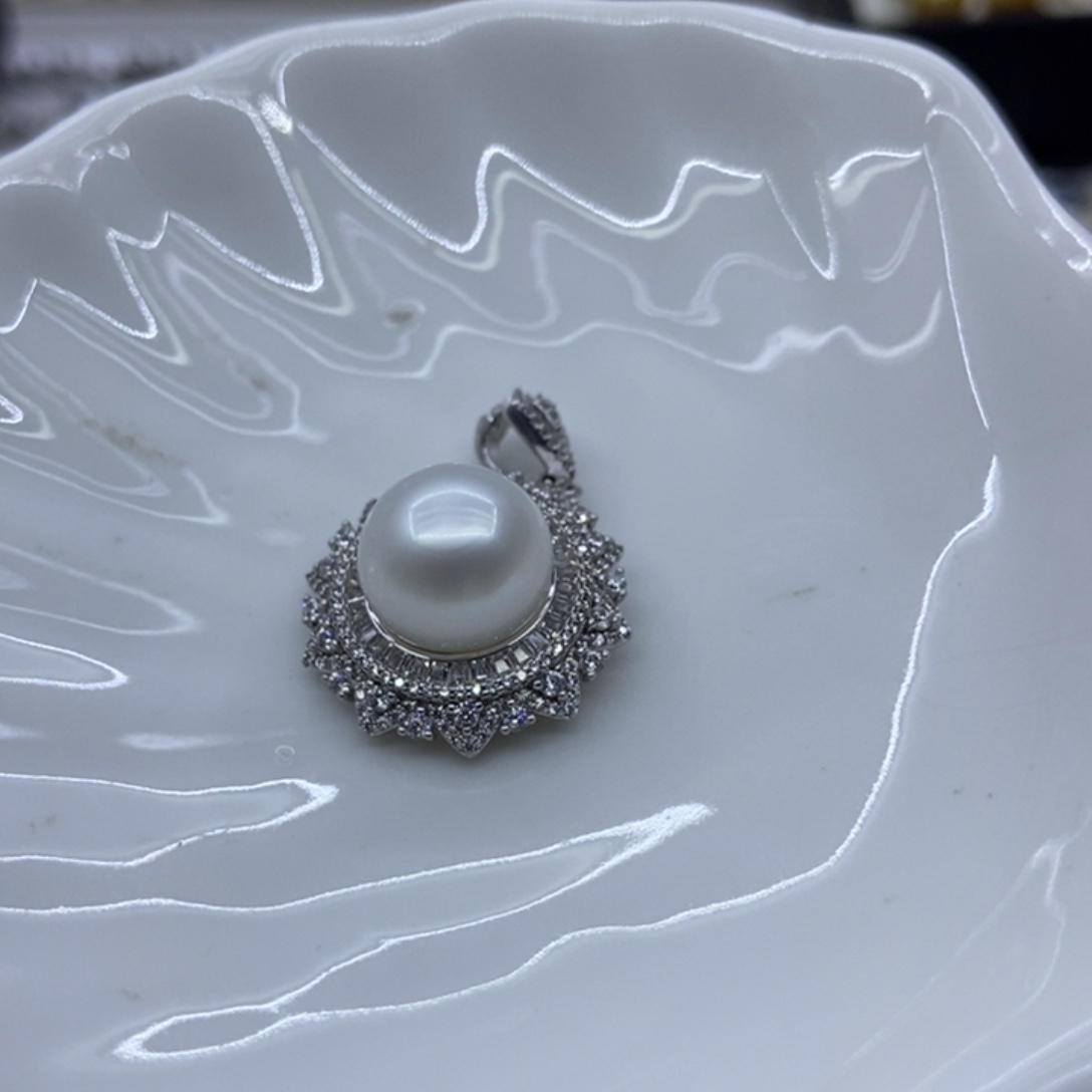 海水珍珠吊坠(不含链)银S925镶嵌