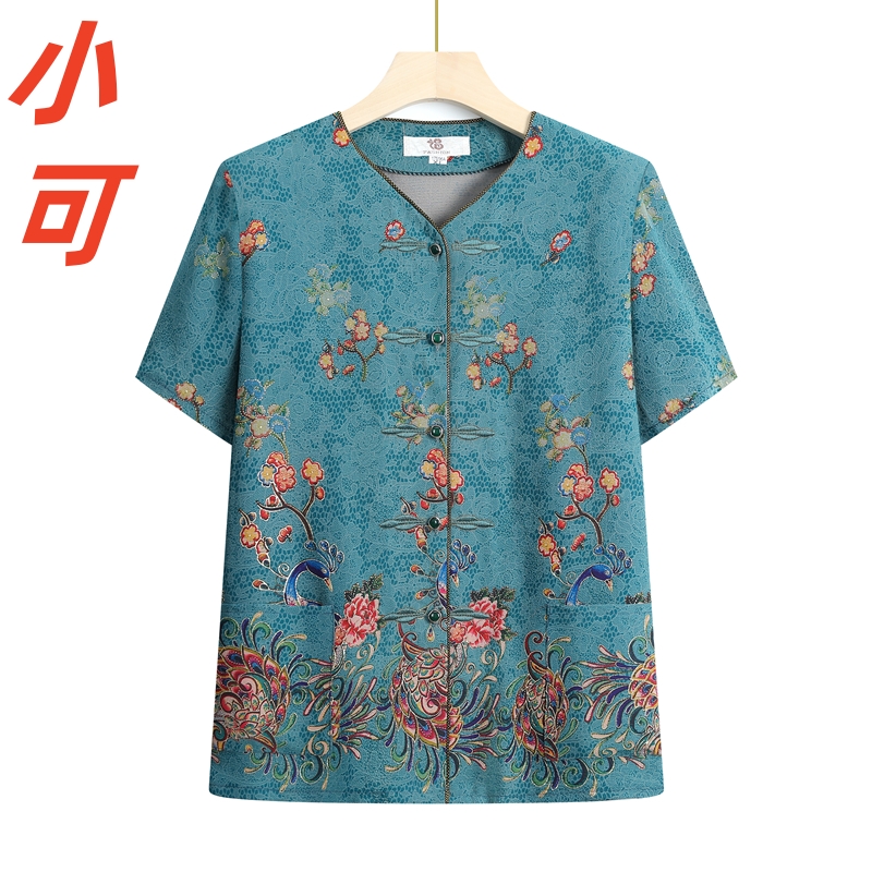 中老年人妈妈中国风夏装衬衣奶奶新中式春秋款衬衫老人太太上衣服