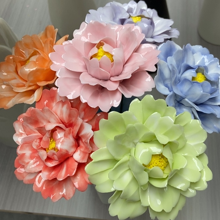 陶瓷手工制作陶瓷花7朵