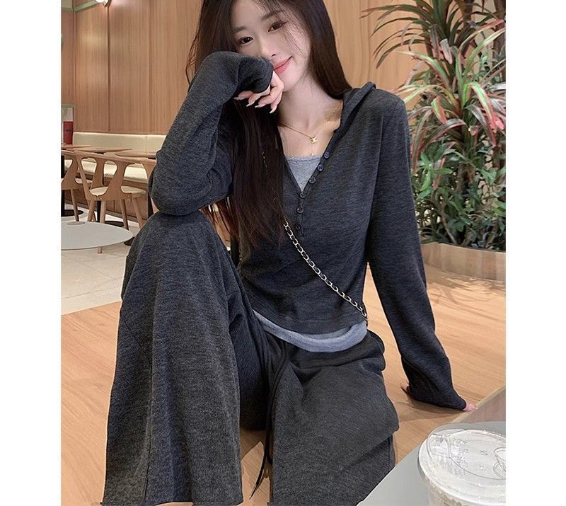 新款时尚拼接连帽卫衣运动显瘦上衣休闲运动套装女装2025新款爆款