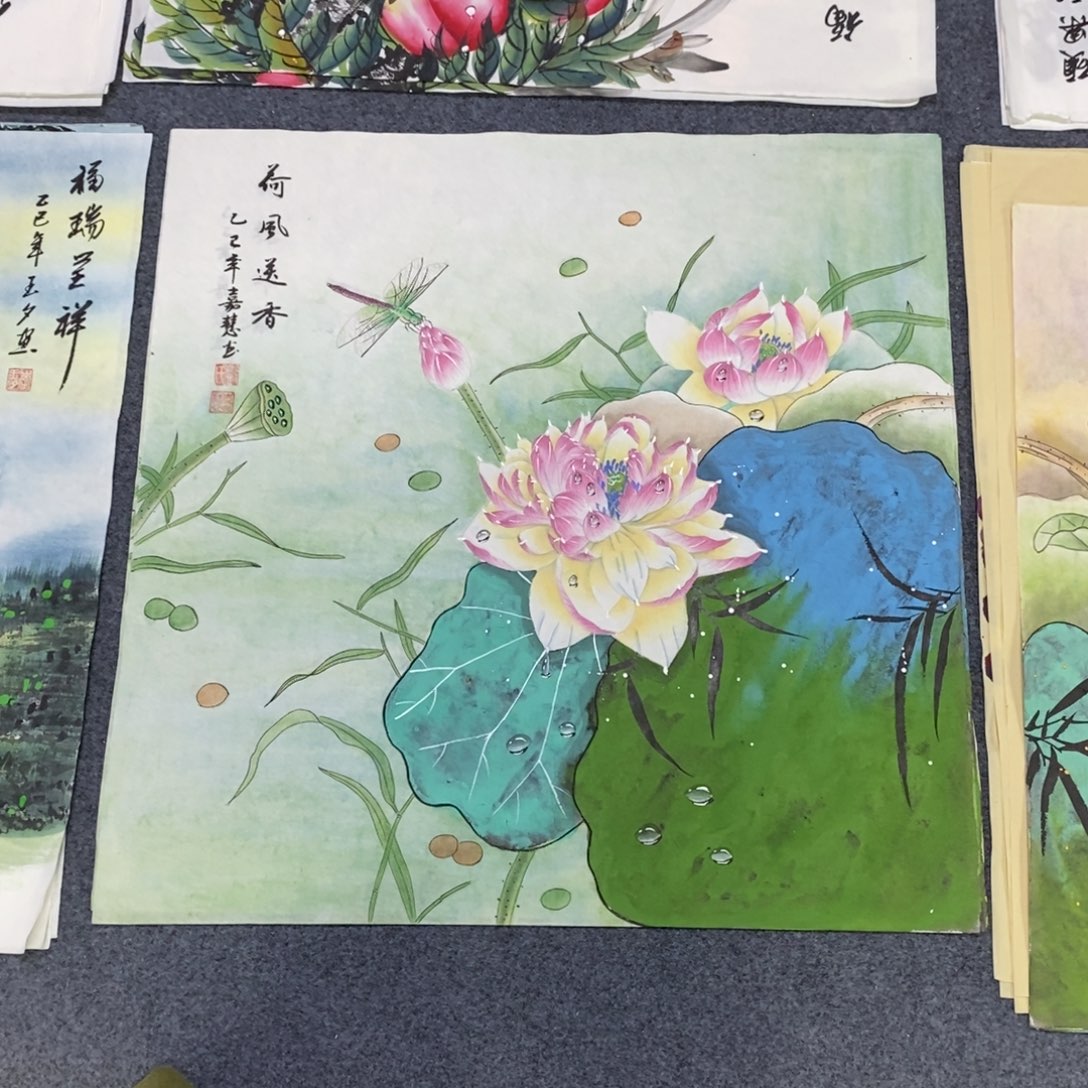国画65✖️65精品工笔泼彩荷花画画画画画画画
