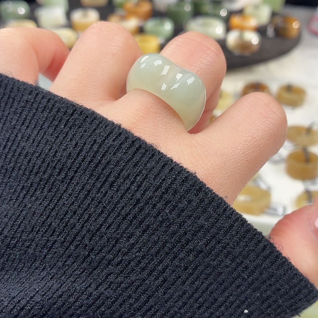 @***诺和田玉未镶嵌戒指S50冰蓝猫耳18.2拍5单