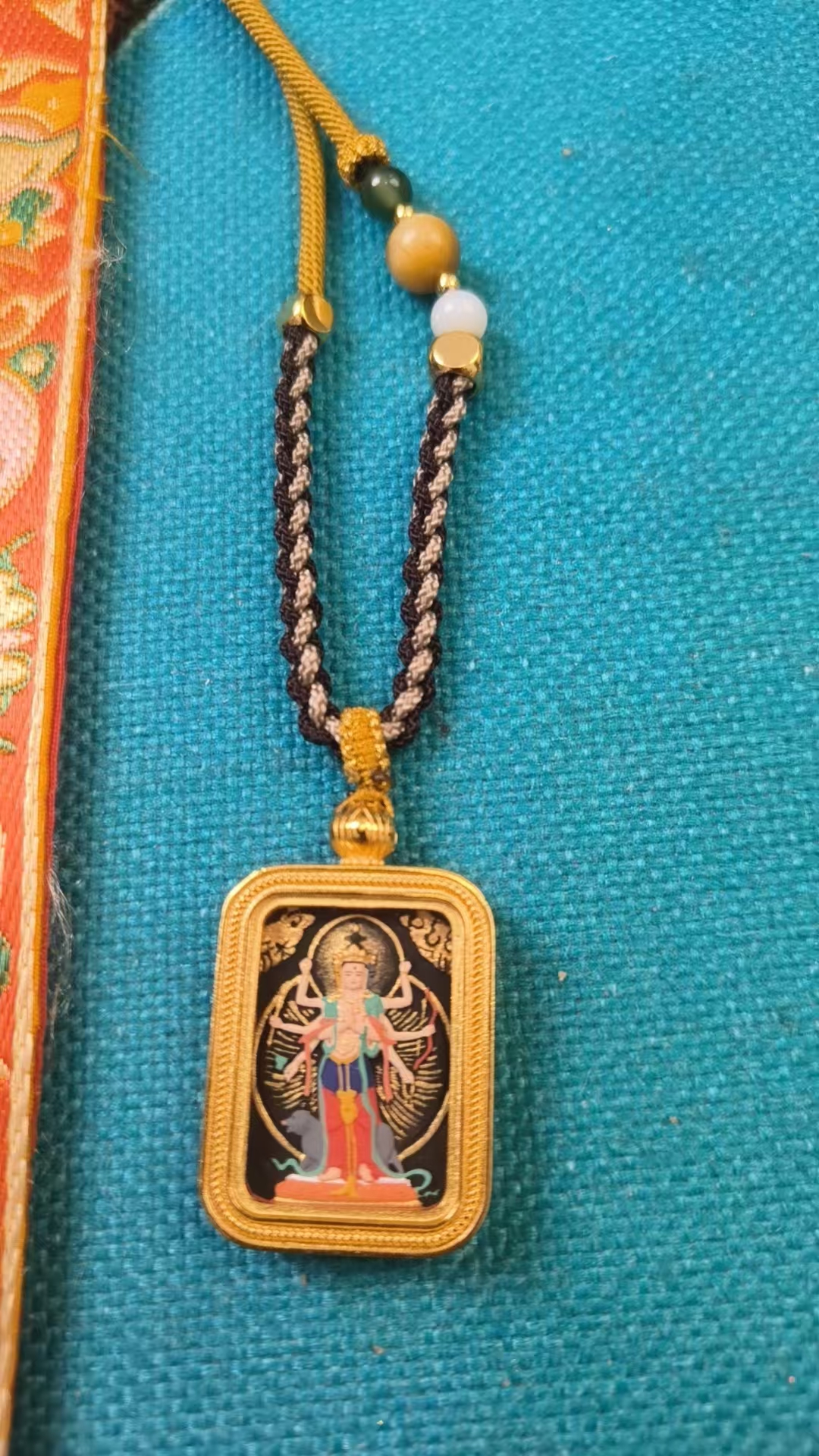 吊坠925银皮 观音唐卡项链复古吊坠