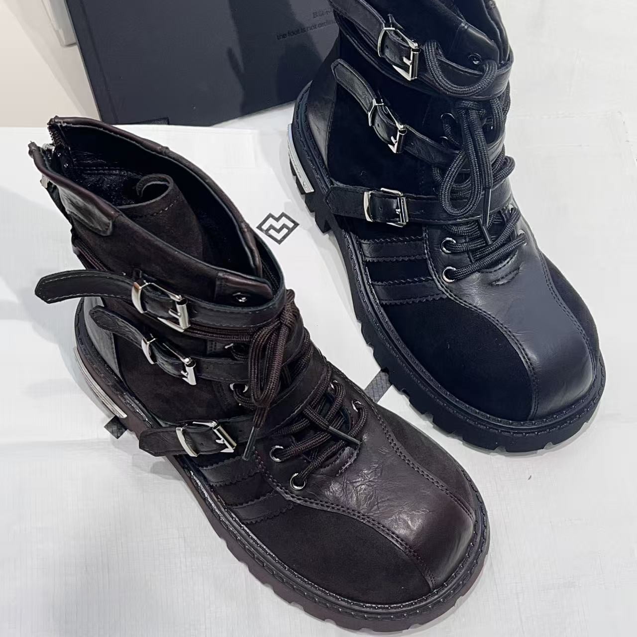 6658-2玛莎玛索2025冬新款时尚洋气大棉时装靴圆头厚底纯皮女靴