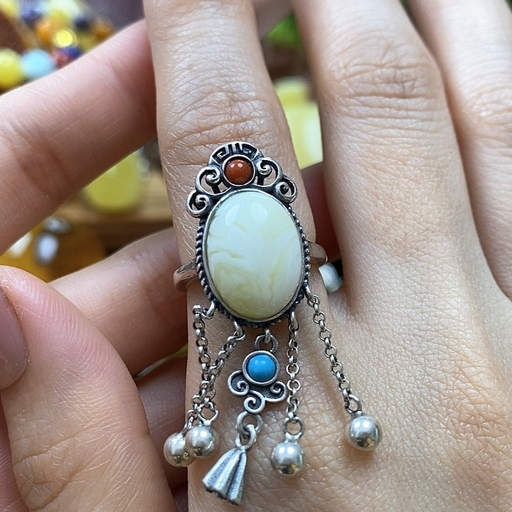 琥珀戒指未镶嵌戒指