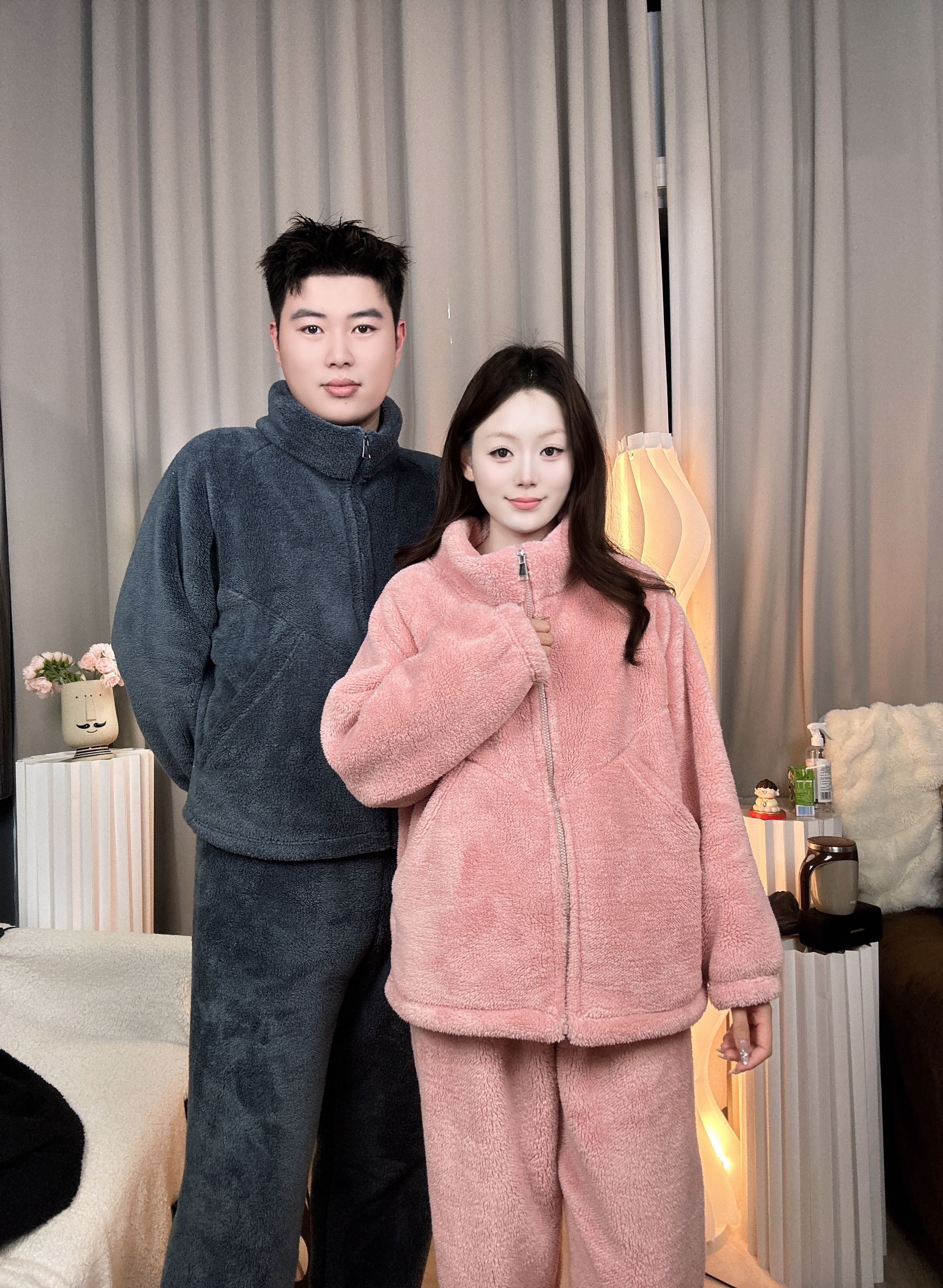 【双层复合绒】加厚! 加厚！2025情侣冬季家居服锁温保暖睡衣两件套