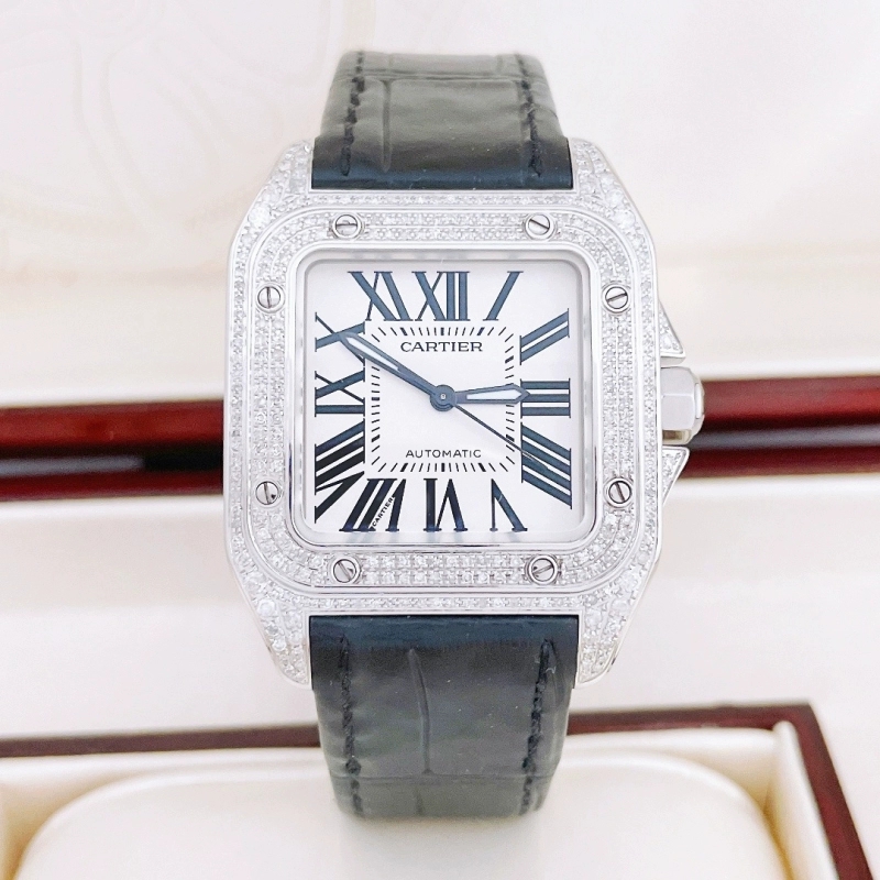 99新 Cartier/卡地亚 山度士/W20073X8/51*41/后钻/满钻单表/
