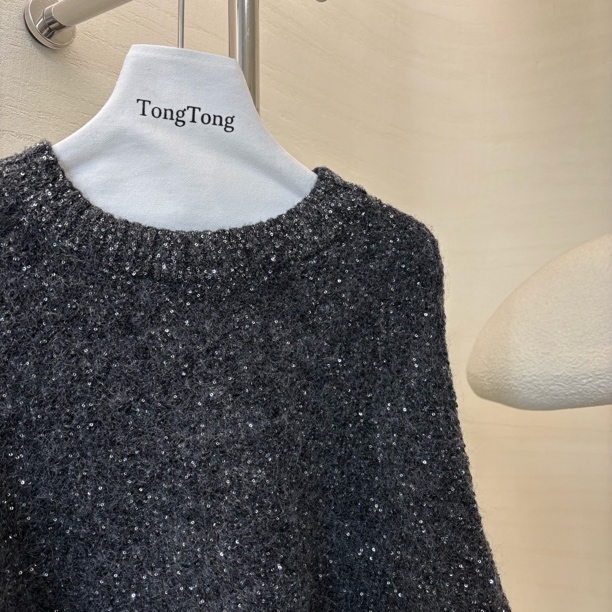 秋冬时尚圆领亮片针织打底毛衣710