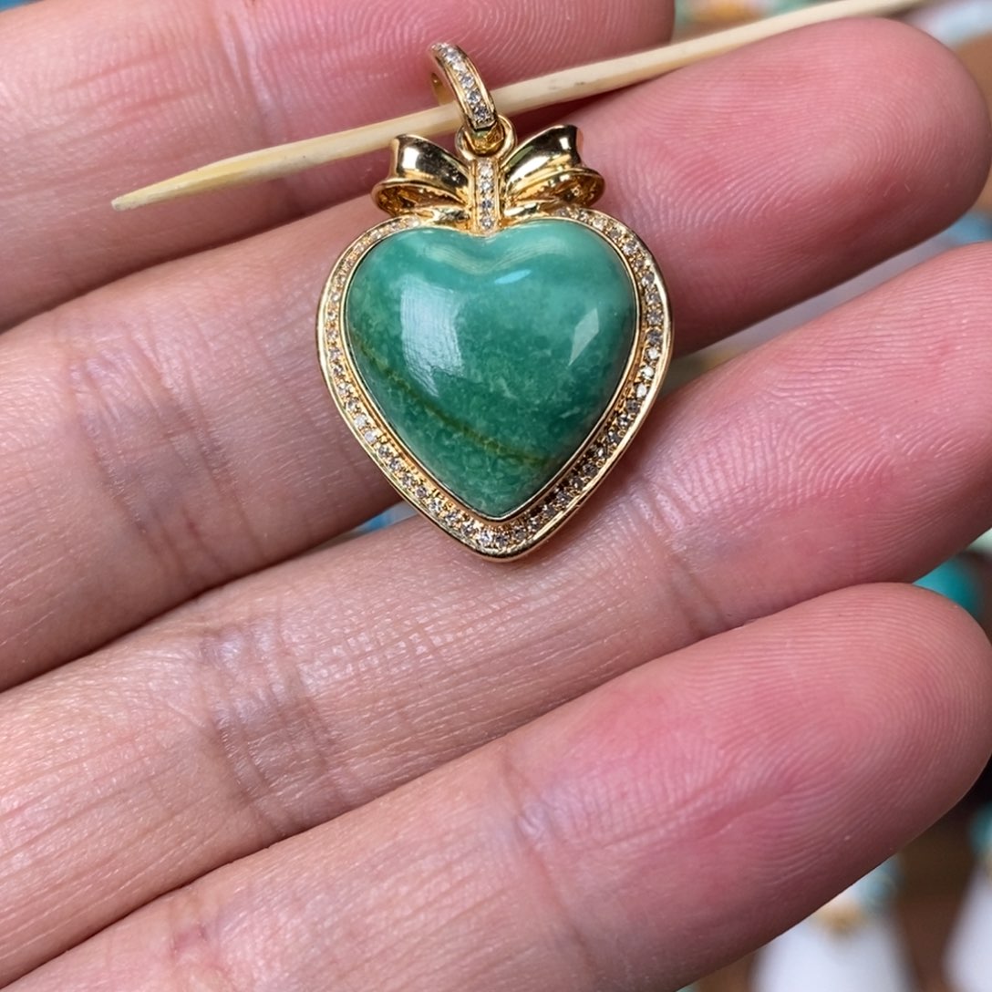 绿松石颈饰未镶嵌菜籽黄水波纹爱心