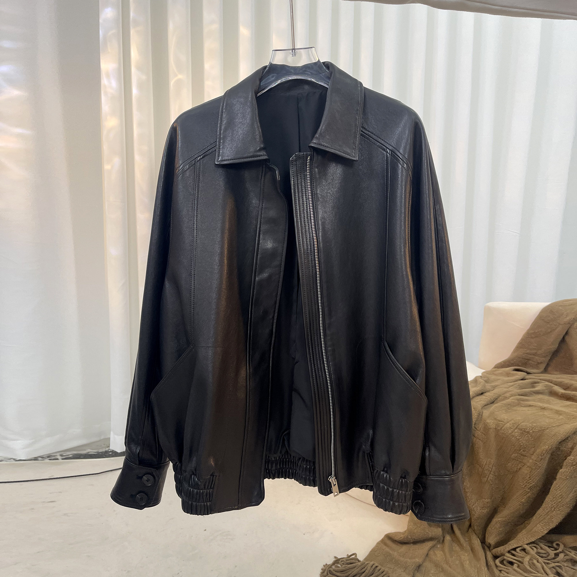 【佳小洛】2025新款海宁真皮绵羊皮皮衣外套女植鞣皮复古休闲