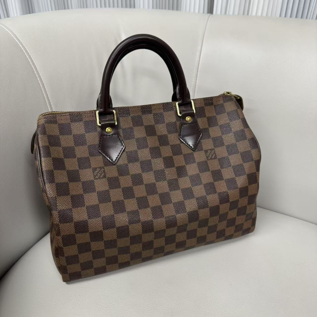 95新 LouisVuitton/路易威登 路易威登sp30棕棋盘格手提包