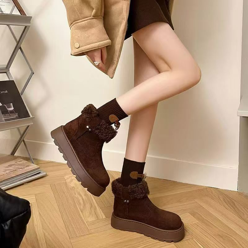 露美妮时尚短筒厚底增高雪地靴女款