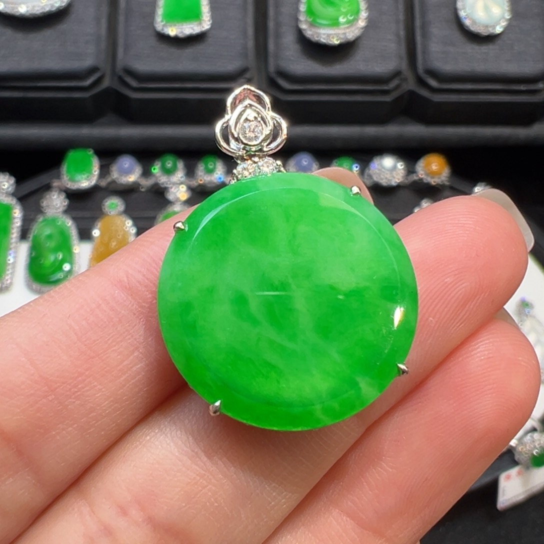 翡翠吊坠(不含链)18K金镶嵌收到货48小时鉴赏期