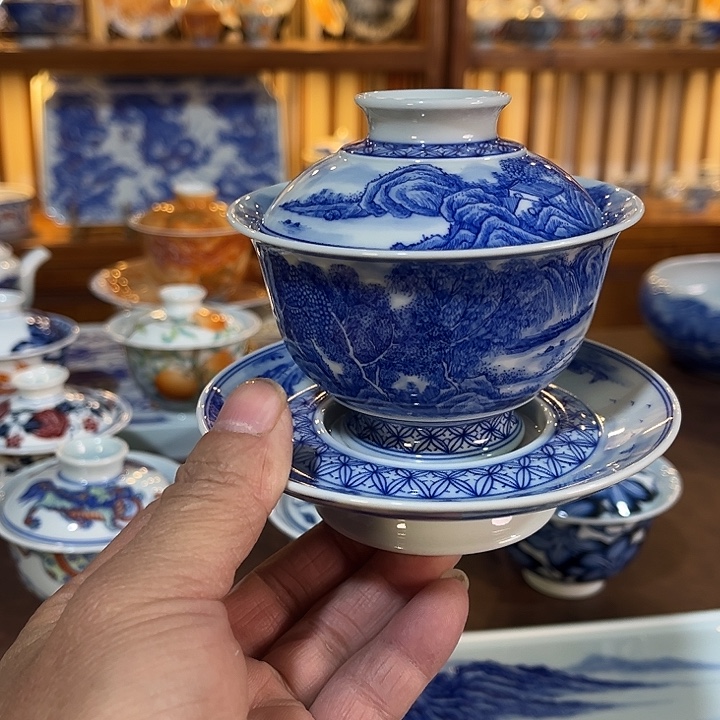 錡镇堂手工手绘盖碗