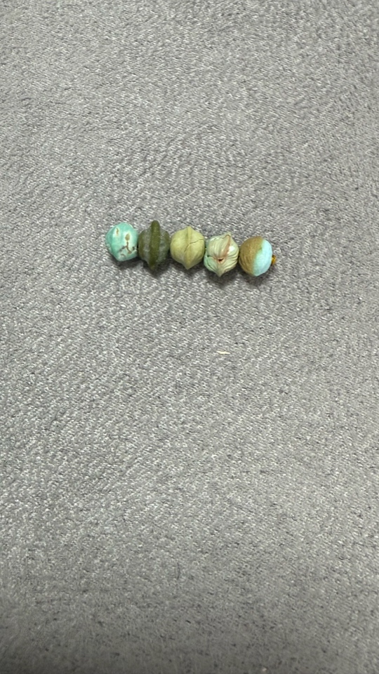 原矿绿松石散珠毛毛虫