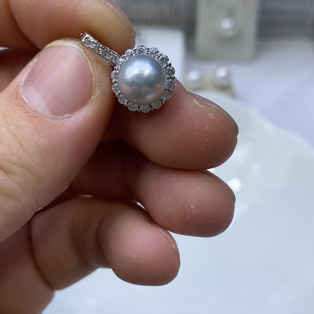 海水珍珠银S925镶嵌颈饰