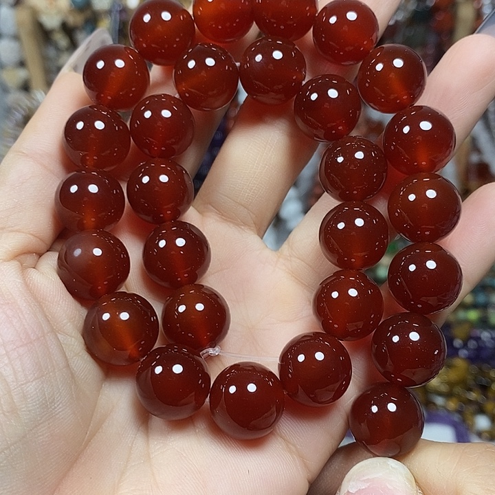 玛瑙/玉髓未镶嵌珠宝半成品A级红玛瑙卡14mm