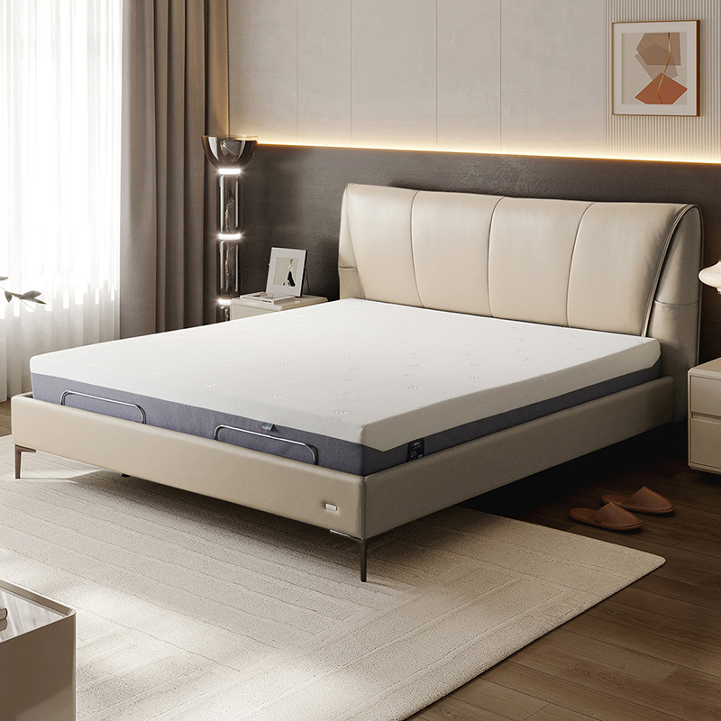 现代简约可移动皮艺床皮床大床成套轻奢双人床主卧室轻奢简约