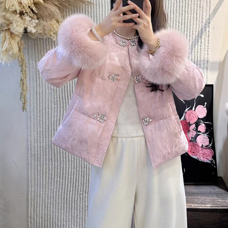 803新中式国风提花棉服冬季显瘦气质减龄百搭加厚保暖外套女