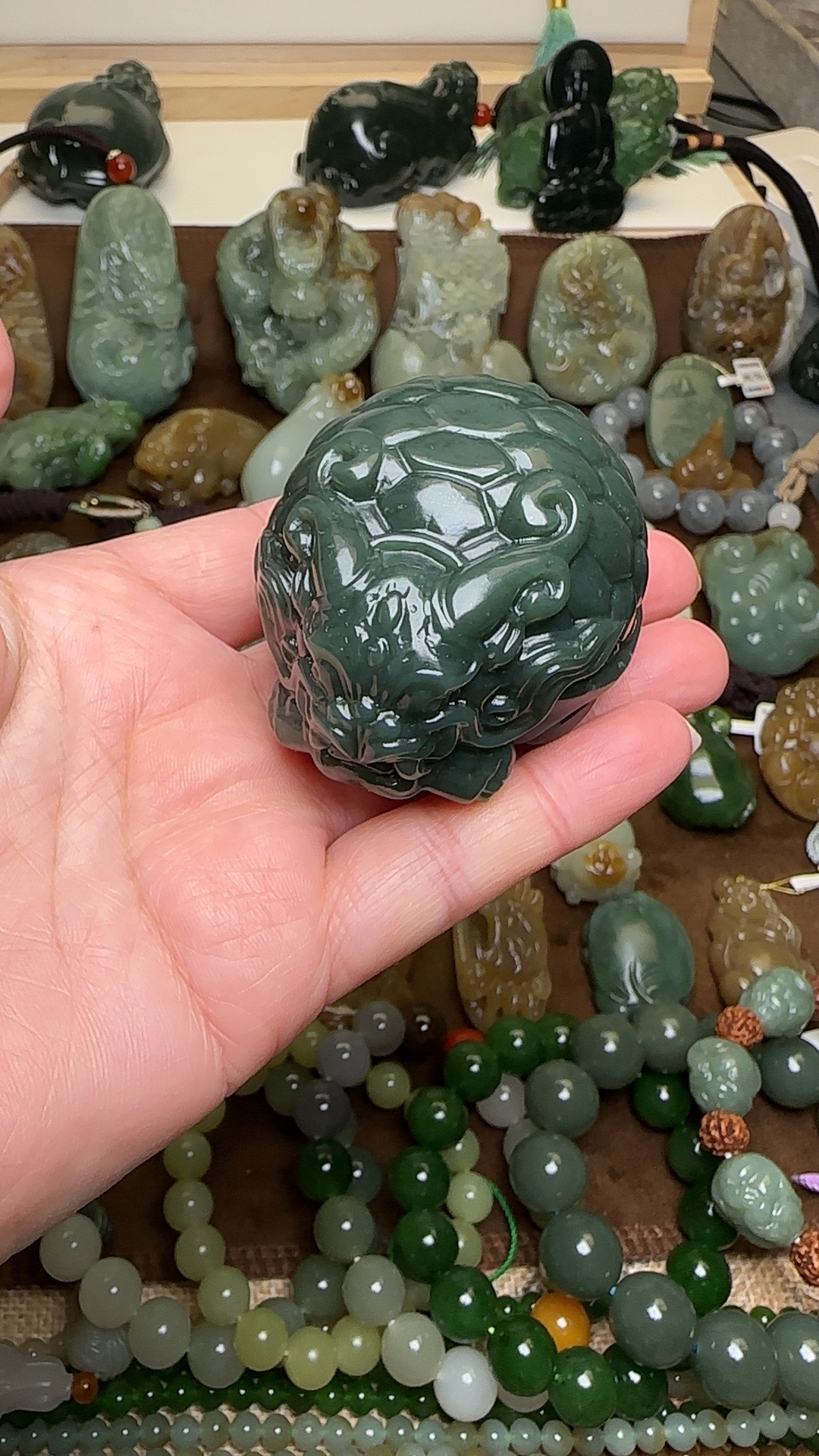 和田玉大龙龟手把件