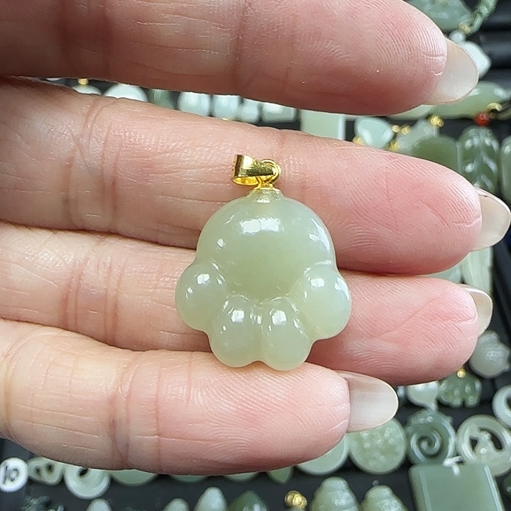 和田玉吊坠(不含链)银S925镶嵌