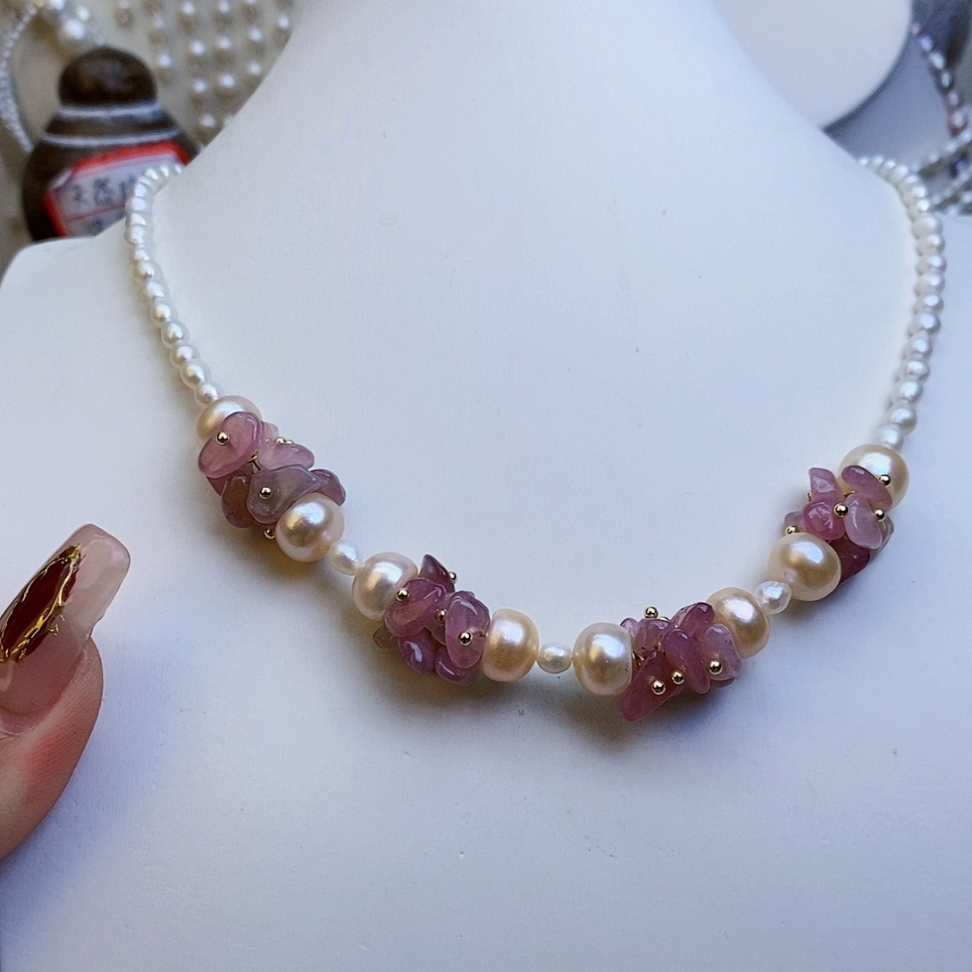 淡水珍珠颈饰银S925镶嵌