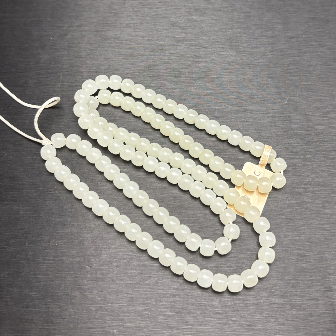 新疆和田玉6*7白玉老型108多圈精美百搭手链项链