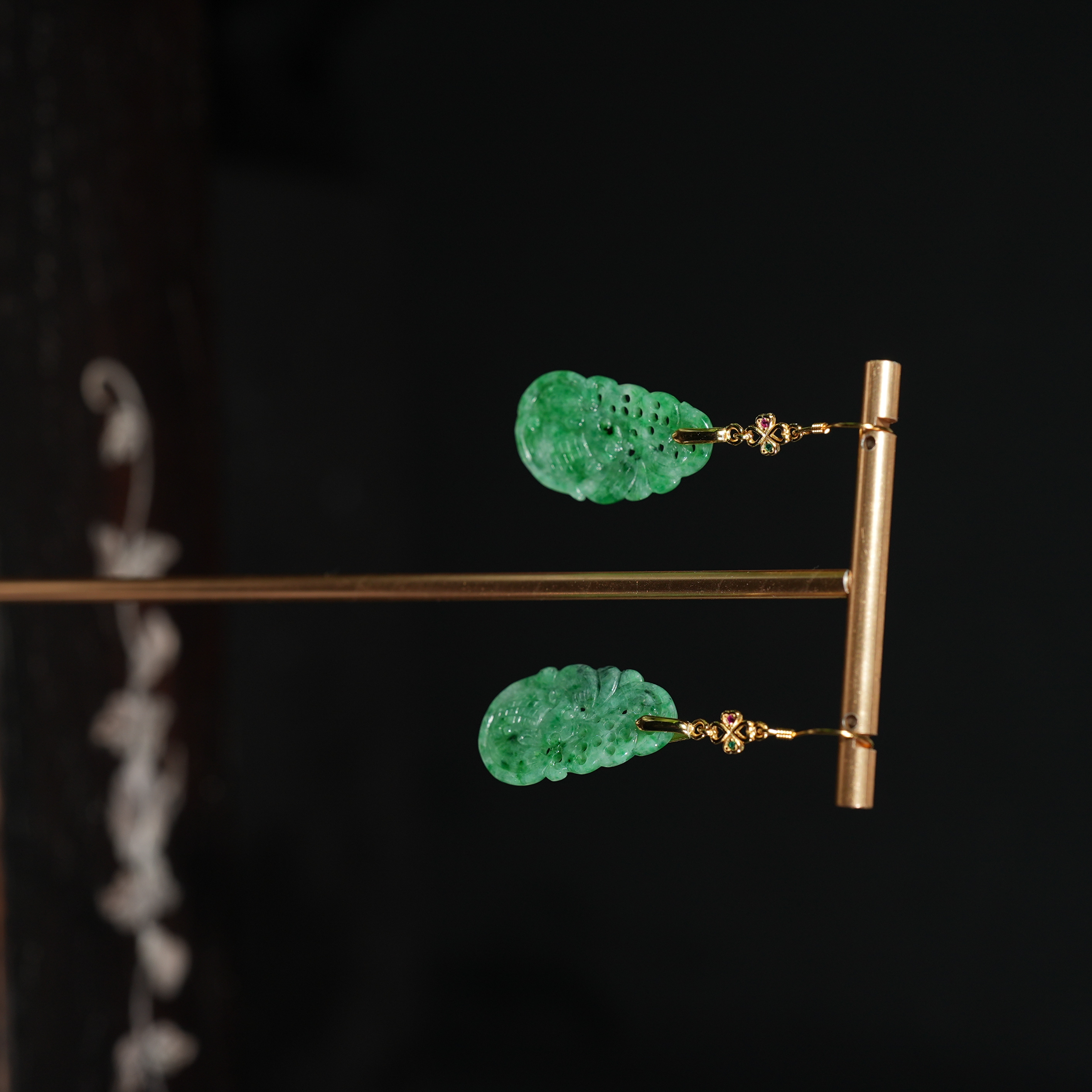 12.30香港王老板-翡翠a货镶嵌耳饰3y131